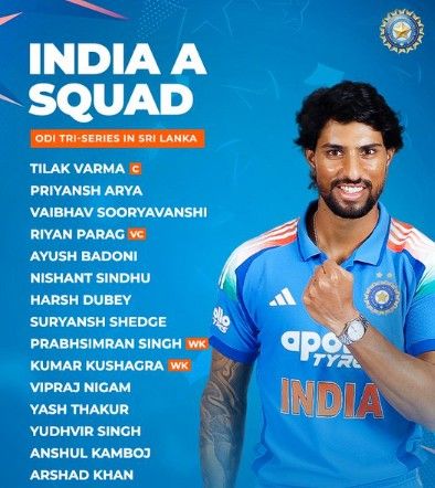India A squad for ODI tri-series in Sri Lanka announced
